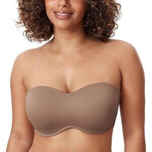 DELIMIRA Women's Strapless Bra Unlined Underwire Minimizer Plus Size Support 38D